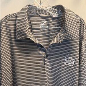 Cutter & Buck Gray Striped Polo Shirt